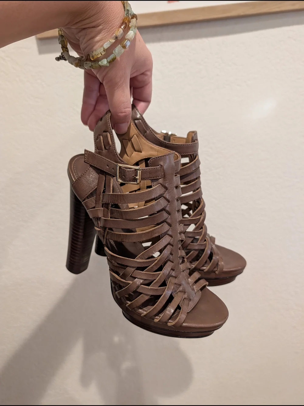 Ann Taylor Brown Strappy High Heel Sandals Sz6